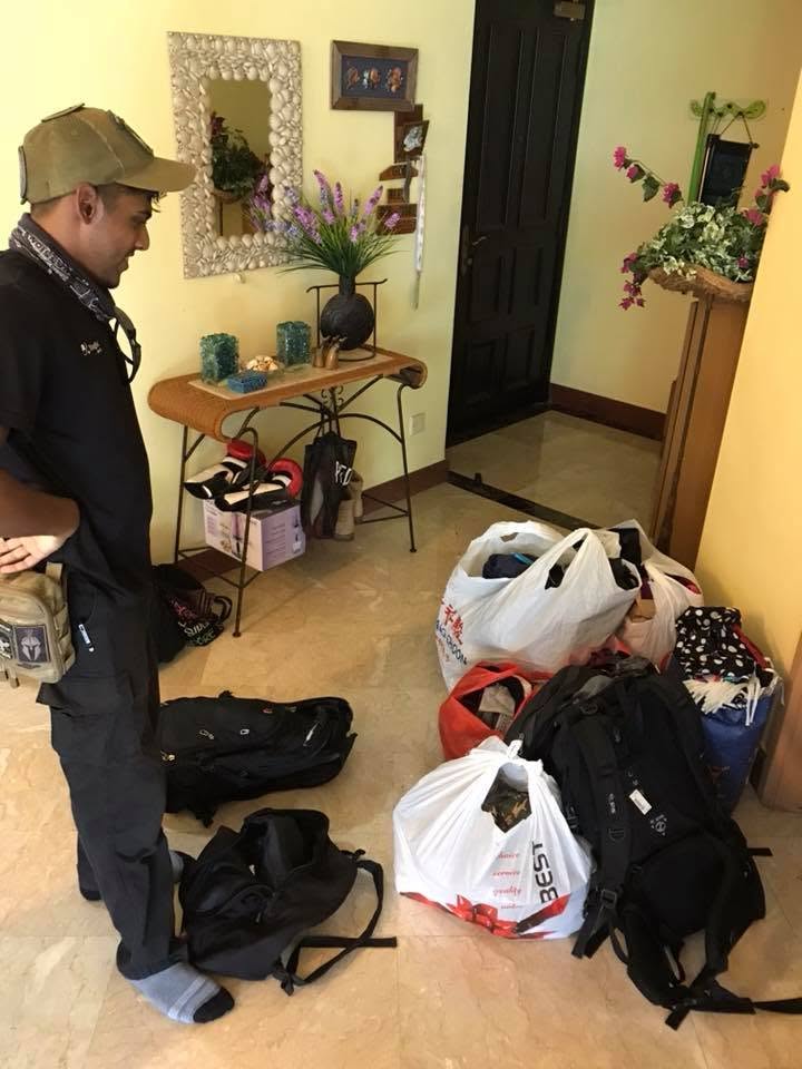 Vital supplies packed and ready for cross-border transport to Johor Bahru